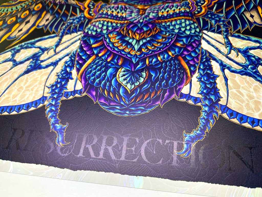 Egyptian Scarab Wings White Rainbow Foil Prints (Edition of 149)