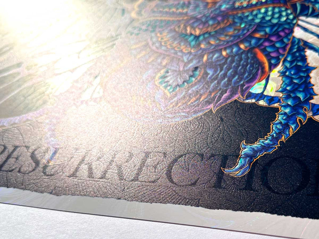 Egyptian Scarab Wings White Rainbow Foil Prints (Edition of 149)