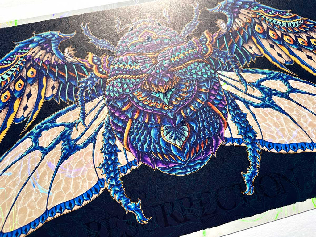 Egyptian Scarab Wings White Rainbow Foil Prints (Edition of 149)