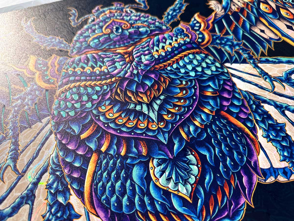 Egyptian Scarab Wings White Rainbow Foil Prints (Edition of 149)