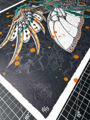 Egyptian Winged Scarab Hand Embellished Print (Edition 10 of 13)