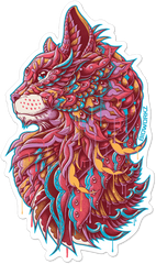 Pink Cat Portrait Sticker (Weatherproof)