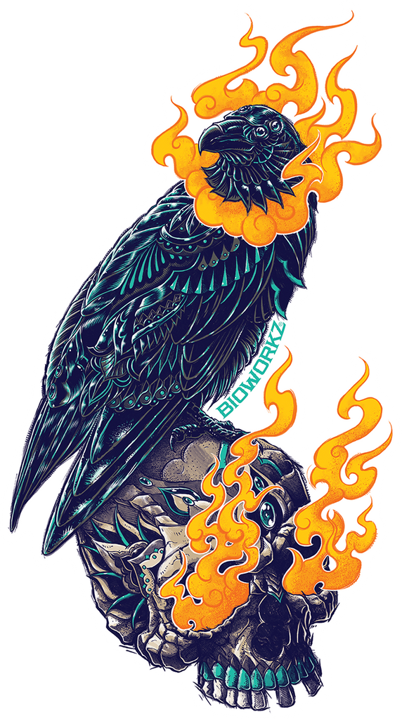 Raven Skull Sticker
