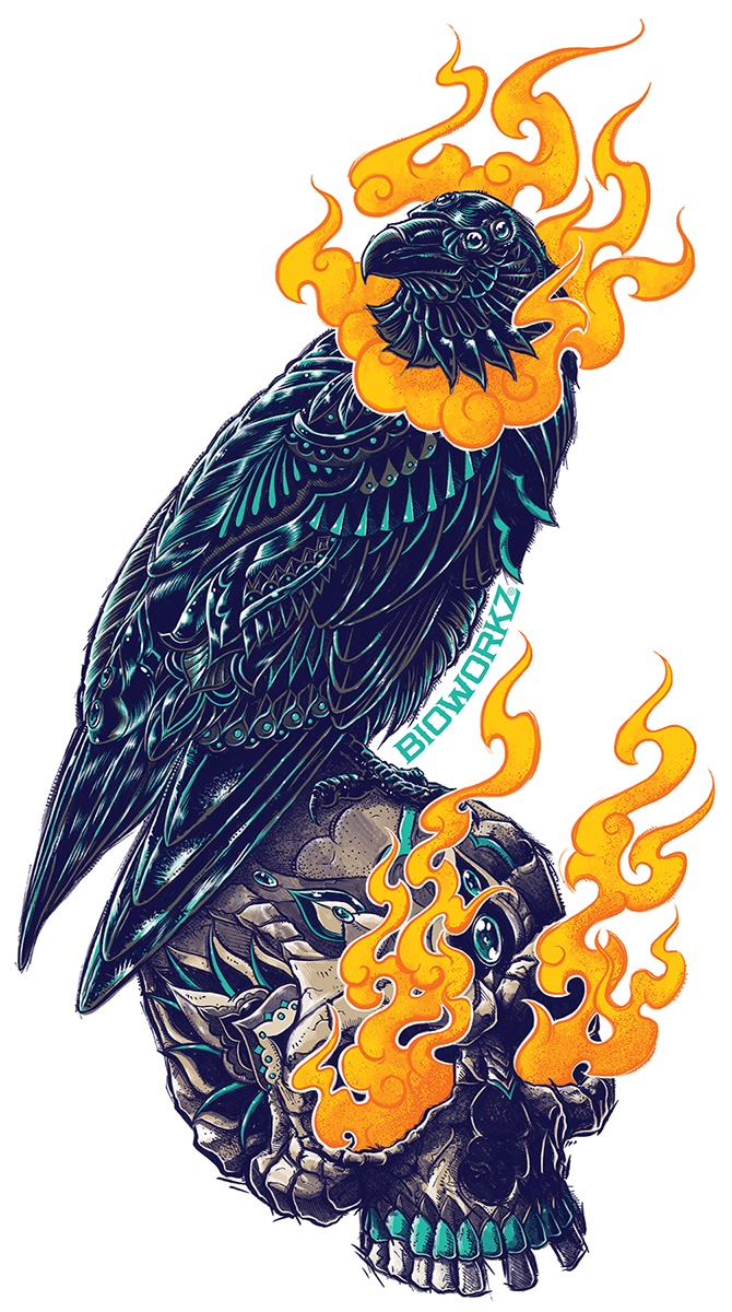 Raven Skull Sticker