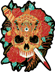 Skull Moth Roses Sticker
