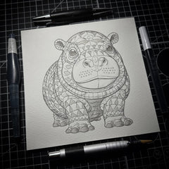Baby Hippo (Original Drawing)