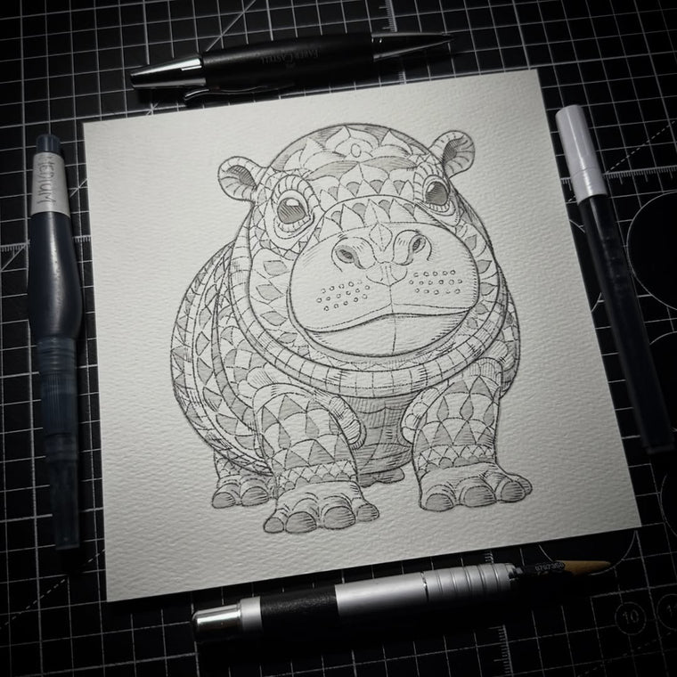 Baby Hippo (Original Drawing)