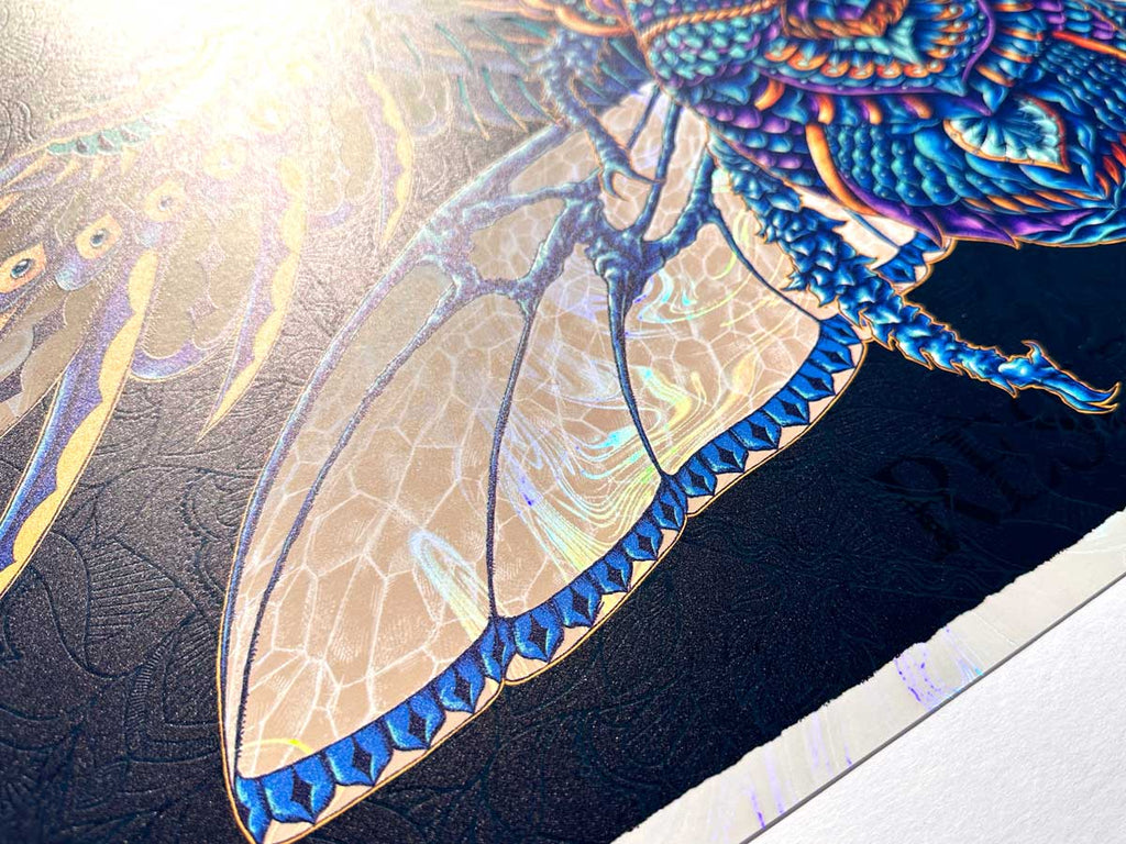 Egyptian Scarab Wings White Rainbow Foil Prints (Edition of 149)