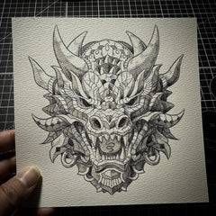 Japenese Demon Mask 9.0 (Original Drawing)