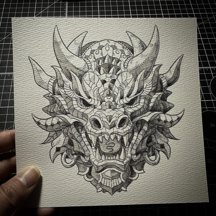 Japenese Demon Mask 9.0 (Original Drawing)