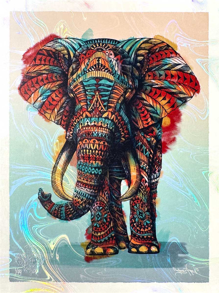 Ornate Elephant Watercolor 12x16 (Edition of 79)