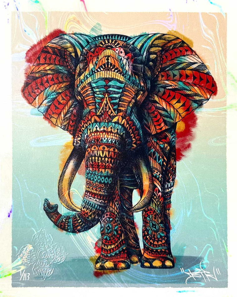 Ornate Elephant Watercolor 8x10 (Edition of 113)