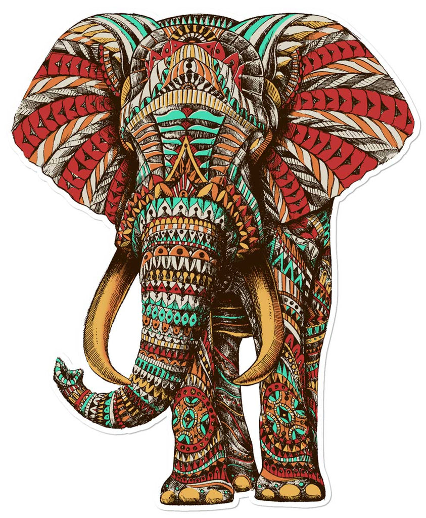 Ornate Elephant Sticker (Weatherproof)