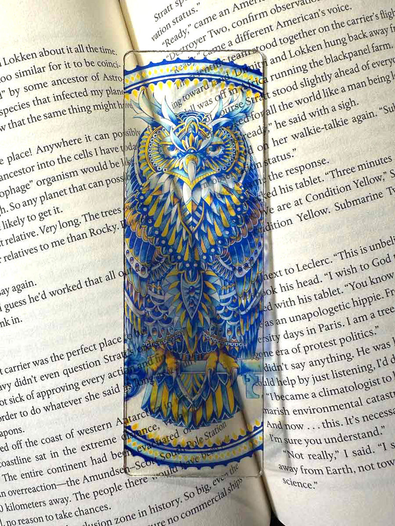 Ornate Owl Transparent Bookmark