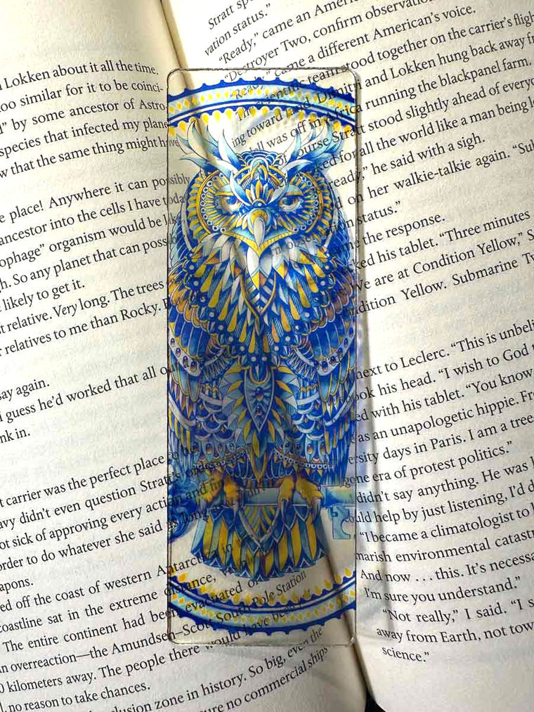 Ornate Owl Transparent Bookmark