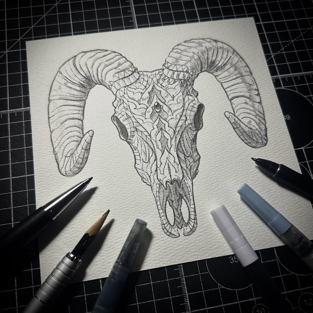 Ram Skull (Original Drawing)