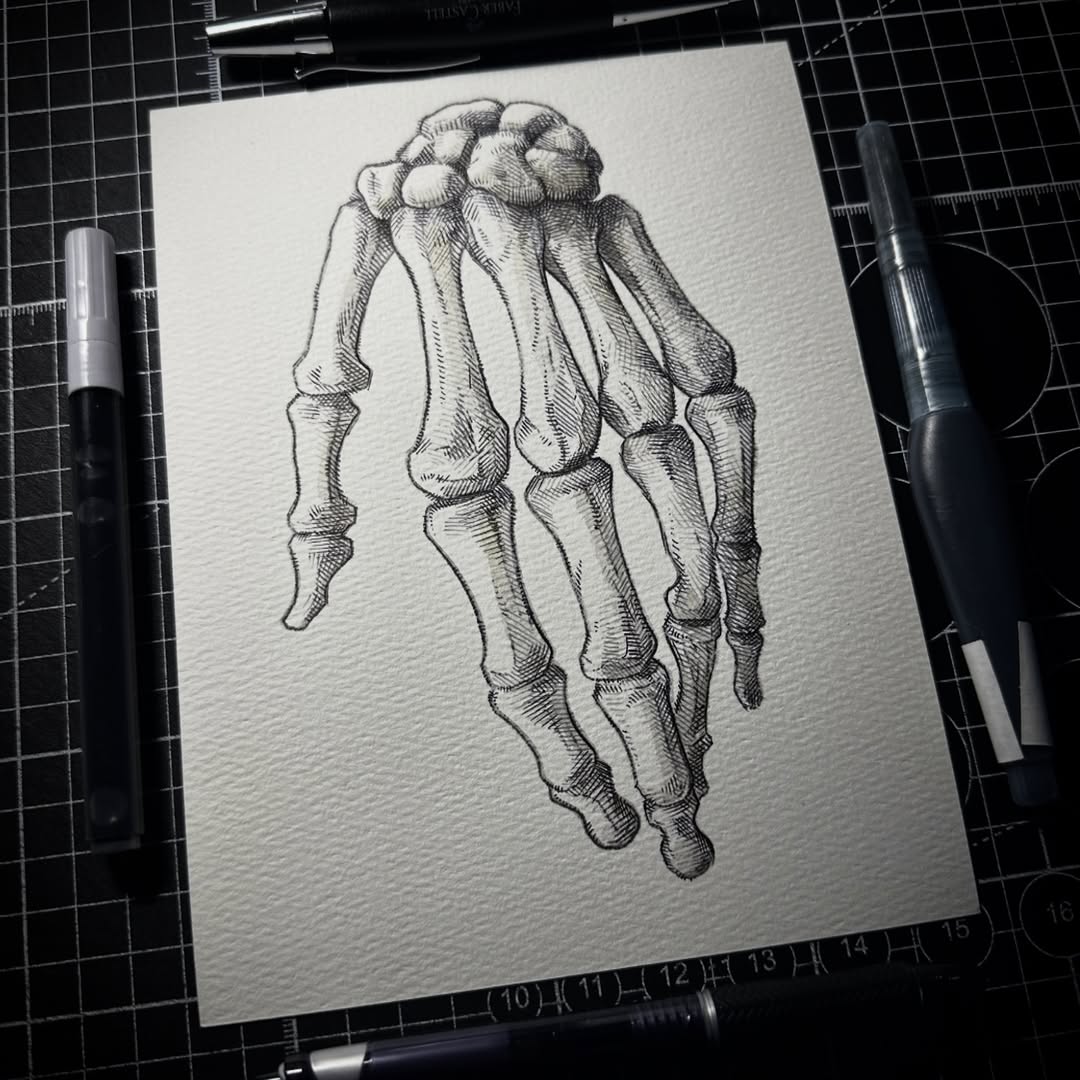 Skeletal Hand (Original Drawing)