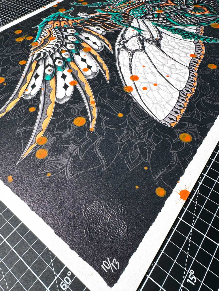 Egyptian Winged Scarab Hand Embellished Print (Edition 10 of 13)