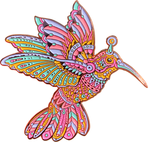 Sunset Hummingbird Pin