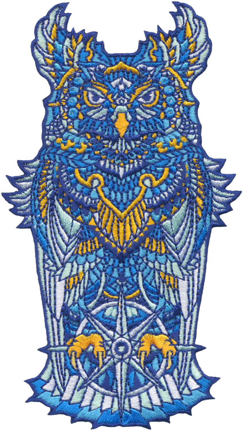 Grand Sapphire Owl (Embroidered Patch)