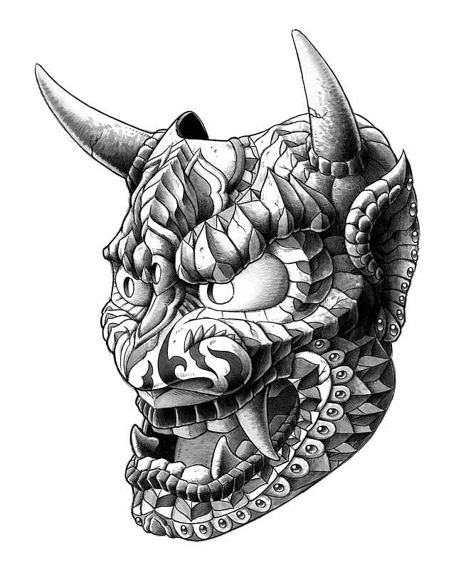 Japanese Demon Mask v1 (Original Artwork)