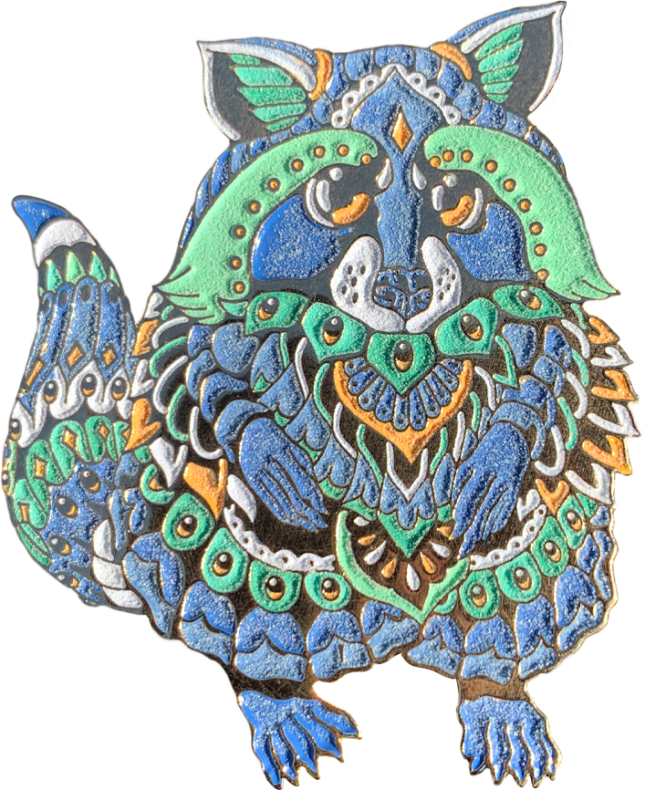 Turquoise Trash Panda Pin