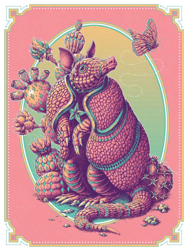 Pink Armadillo Art Print (72 Hour Timed Edition)