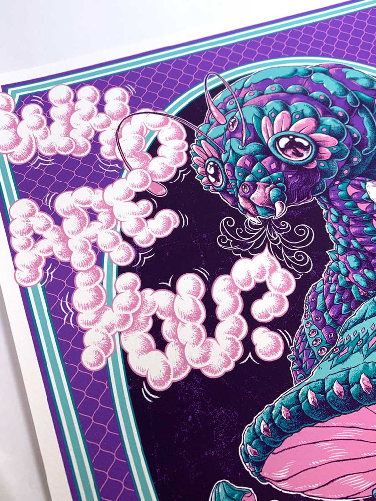 Purple Caterpillar Art Print (72 Hour Timed Edition)