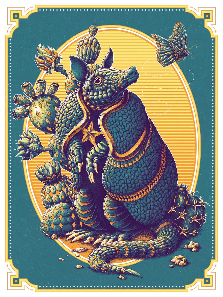 Teal Armadillo Art Print (72 Hour Timed Edition)