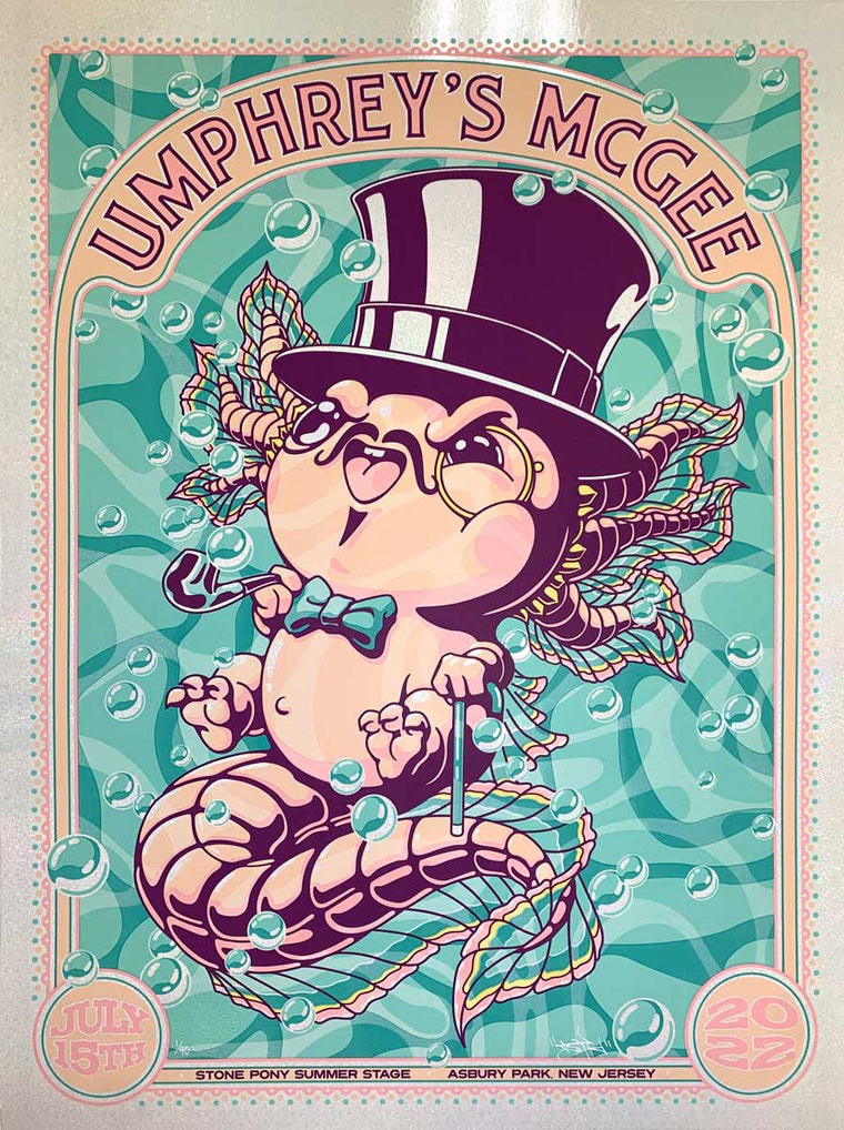 Umphrey's McGee Axolotl White Rainbow Glitter Print (Edition of 90)